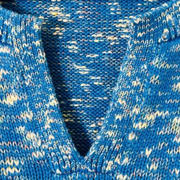 Lands End blue warm long tunic sweater notch neck cotton blend with stretch L - Picture 6 of 11